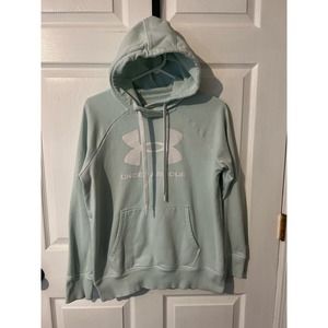 Under Armour Womens Seafoam Green White Hoodie S Drawstring Kangaroo Pocket
